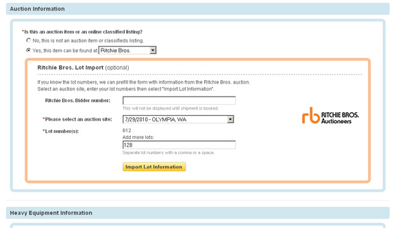 Importieren Sie Objektinformationen von rbauction.com